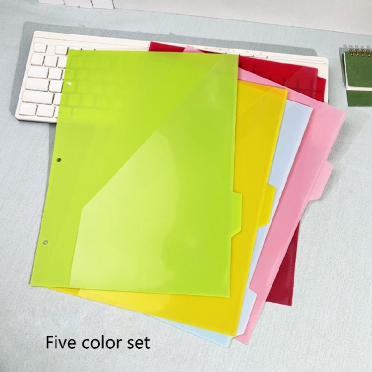 5 Pcs Plastic Dividers Index Page Folders 3 Holes File Folders Separator Binder Sheet Protectors Document Organizers