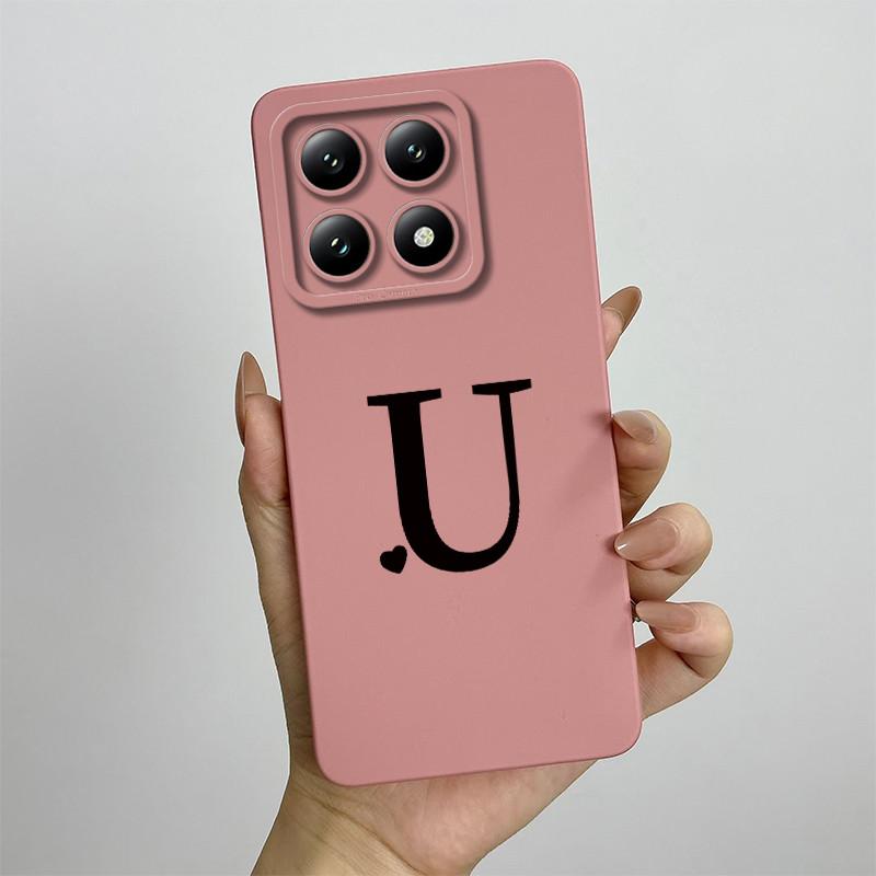 For Xiaomi 14T Pro Case Xiaomi 14T Pro Cover Mi 14T Pro Luxury Initial Letters Square Phone Case Matte Shockproof TPU Back Cover