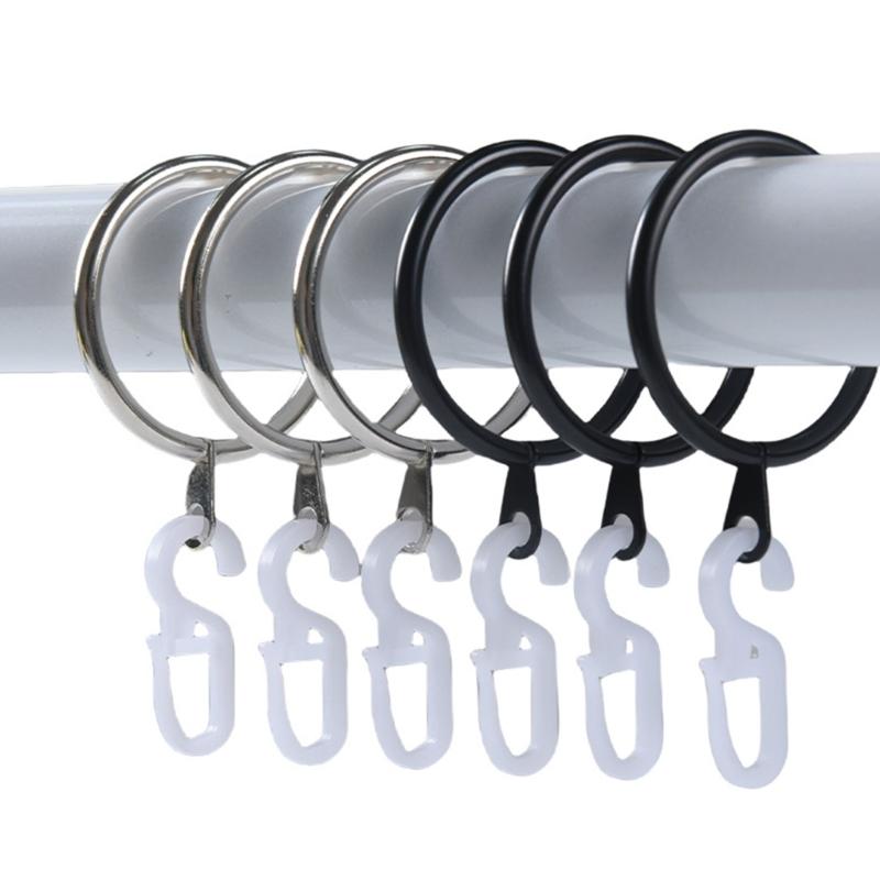 Pack Of 100 Curtain Rings with Clip 30mm Inner Diameter Plastic Hooks For Poles And Rod Drapery And Shower Hanging