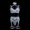 Cecilia Women's Sexy See-Through Embroidery Lace Lingerie Set