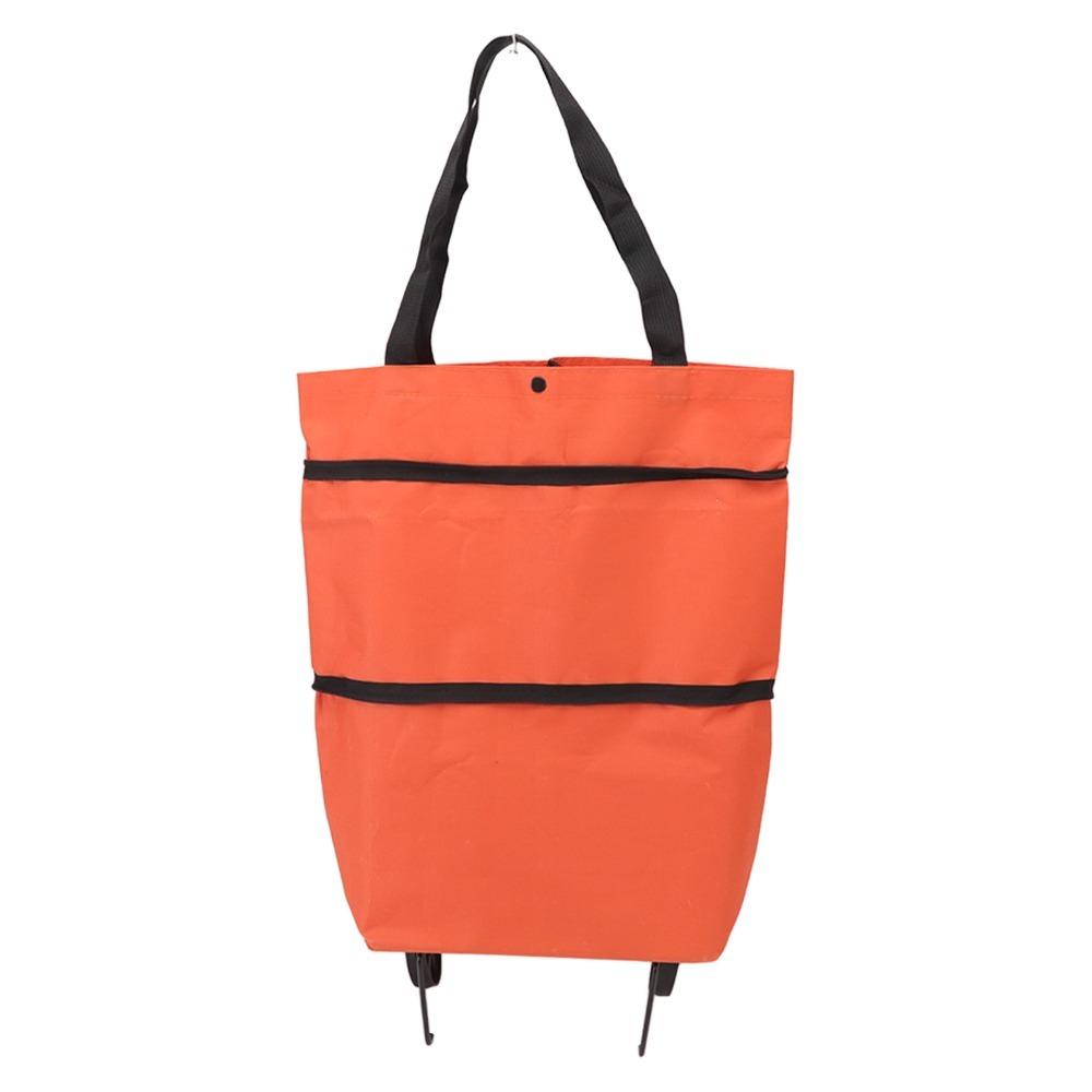 

Large Capacity Shopping Cart Oxford Cloth Zipper Design Foldable Bag Tug-Type Pull Wheel Sturdy Design Foldable Shopping Cart помаранчевий