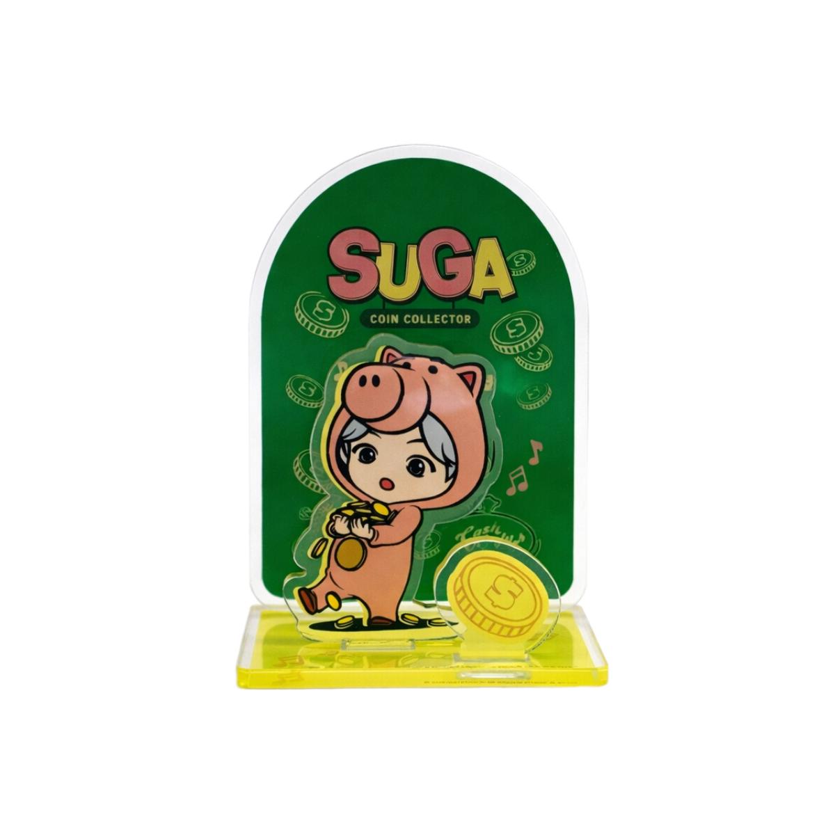 BTS TinyTAN x Toy Story Акриловая подставка СУГА в роли Хэмма, Коллекционная фигурка на стол, Мерч с персонажем