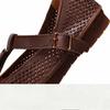 Johnature Retro Genuine Leather Soft Soled Hollow-out Sandals Round Toe Belt Buckle Flat Women's Shoes