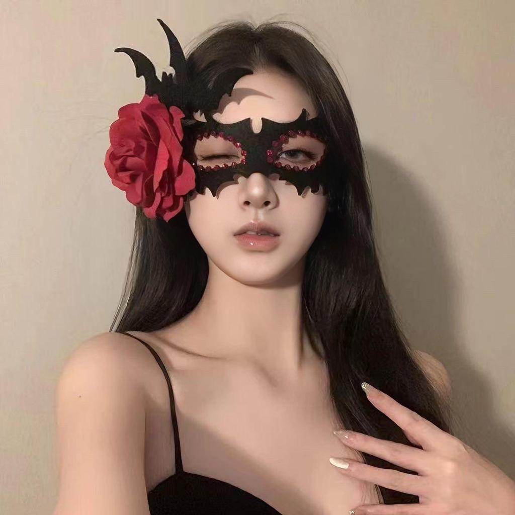 Mască de față sexy din dantelă cu pene - Accesoriu de petrecere mascat pentru Halloween