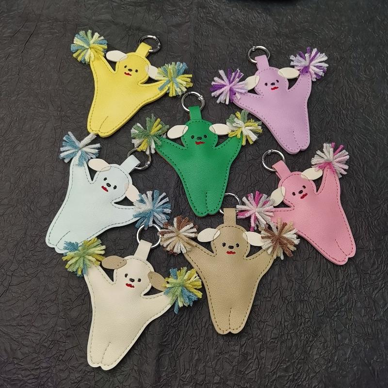 Leather Rabbit Car Keyring Bag Pendant Handmade Charm Personalized Trendy Girl Gift Bag Accessories