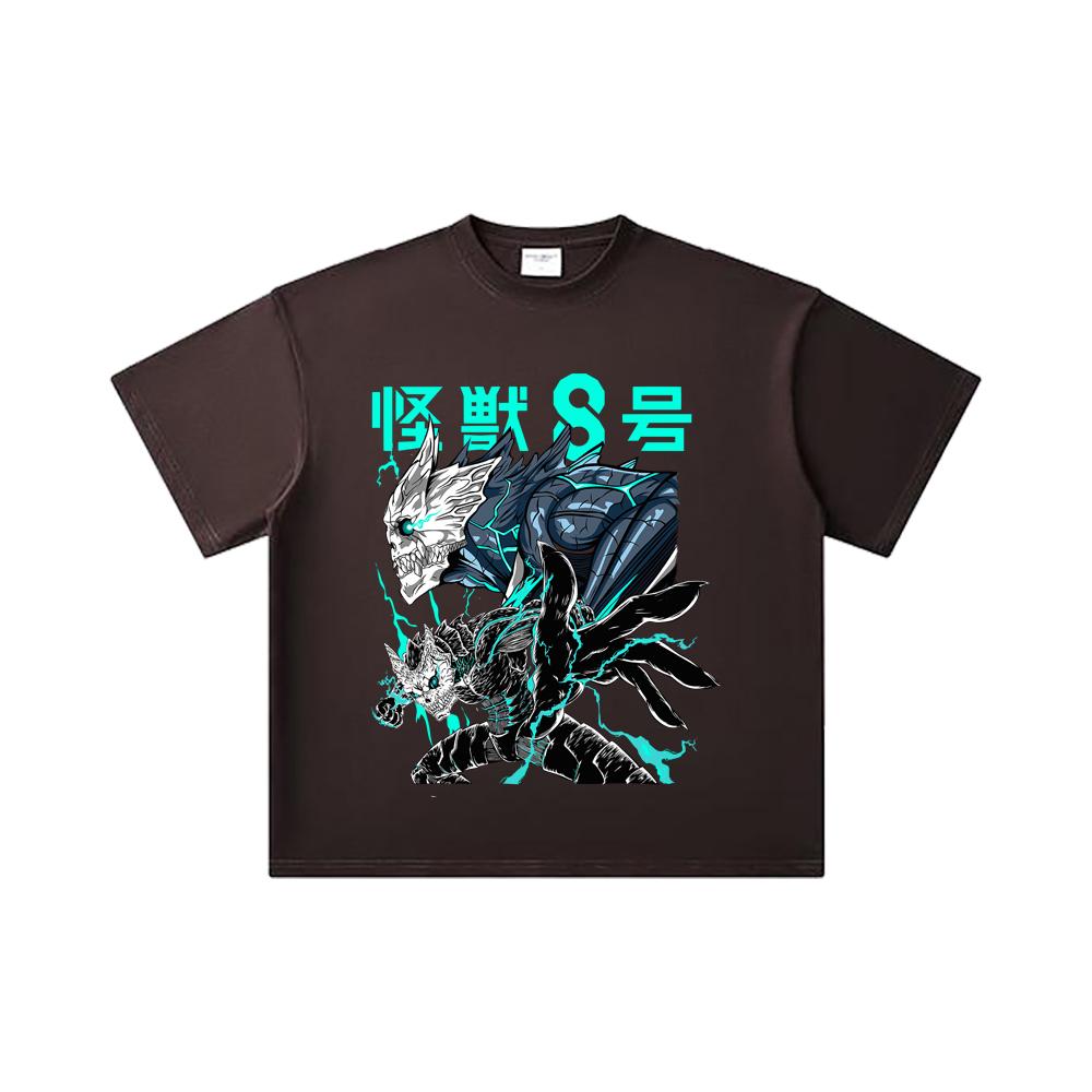 260 GSM Double Yarn 32 Count 100% Cotton Kaiju No 8 V4 Print Unisex Heavy Cotton T Shirt