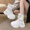 Women Chunky Platform Motorcycle Boots White Lace Up Thick Bottom Shoes Autumn Winter Ankle Botas De Mujer Fashion