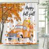 Fall Maple Leaves Shower Curtains Rustic Farm Truck Sunflower Pumpkin Squirrel Autumn Thanksgiving Bathroom Decor Set With Hooks