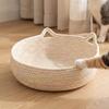 Cat Bed Basket Cotton Rope Pet Bed with Cat Ear Design Handwoven Sleeping Basket for Cats Puppies Rabbits Small Pets