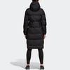 Adidas Jednobarevný dlouhý bavlněný kabát s kapucí na zip Dámské svrchní oblečení Černá CY8647