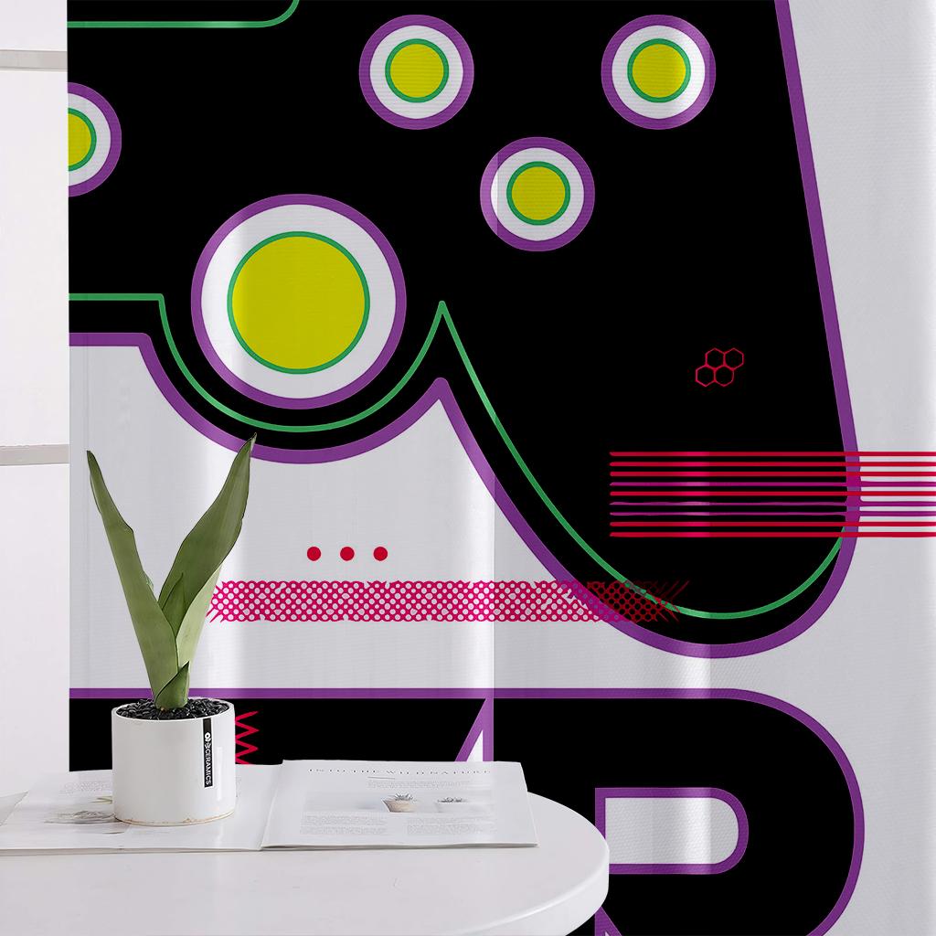 Cool Game Controller Printed Curtains Suitable For Children's Room Bedroom Game Room E-Sports Room Decorative Curtains 2 Pieces