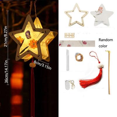 Atmosphere Wooden Mid-Autumn Festival Lantern Creative Chinese Style DIY Flower Lamp LED Light Drawing Art Lantern Festival