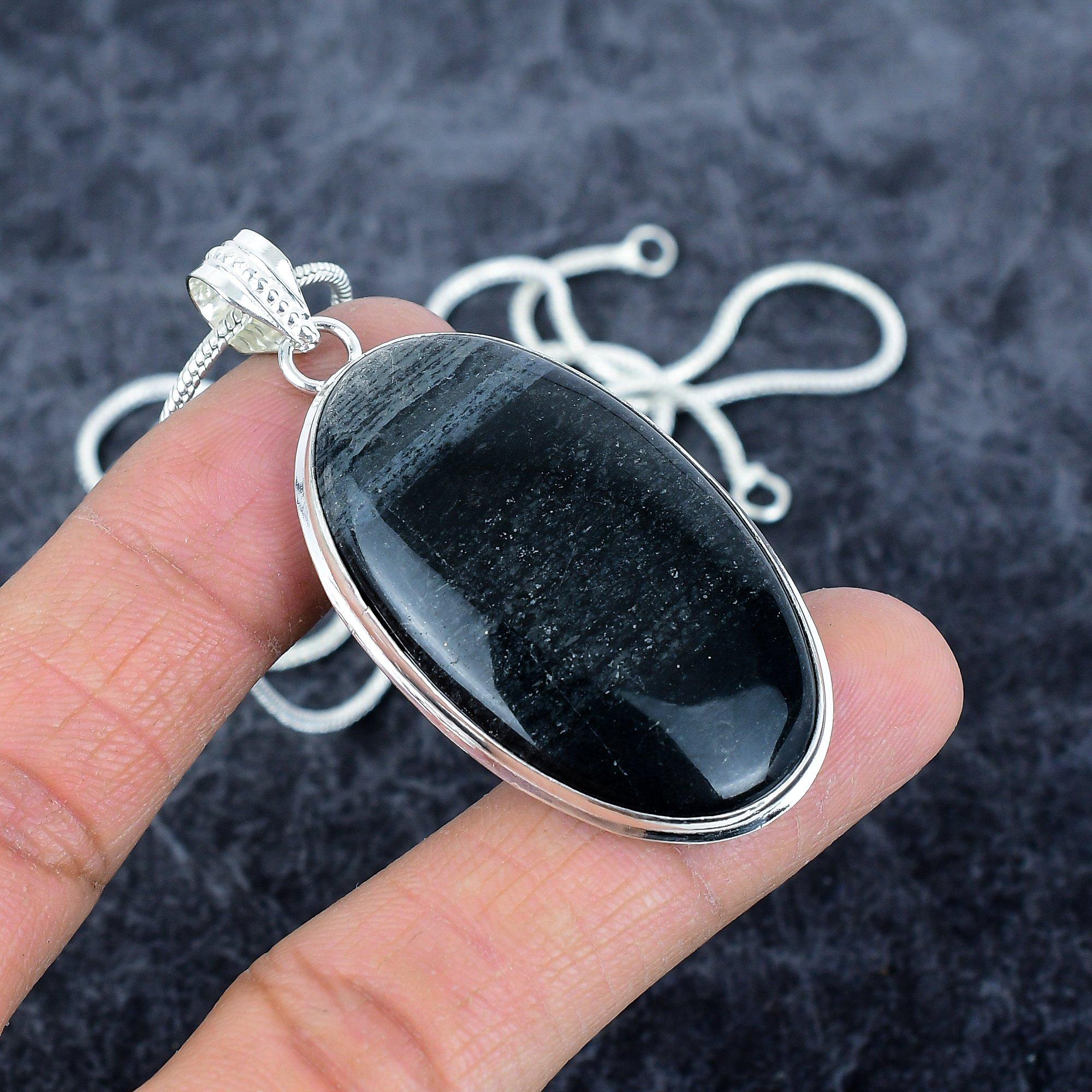 

Black Tiger Eye Gemstone Handmade 925 Sterling Silver Jewelry Pendant 2.40 M-2872
