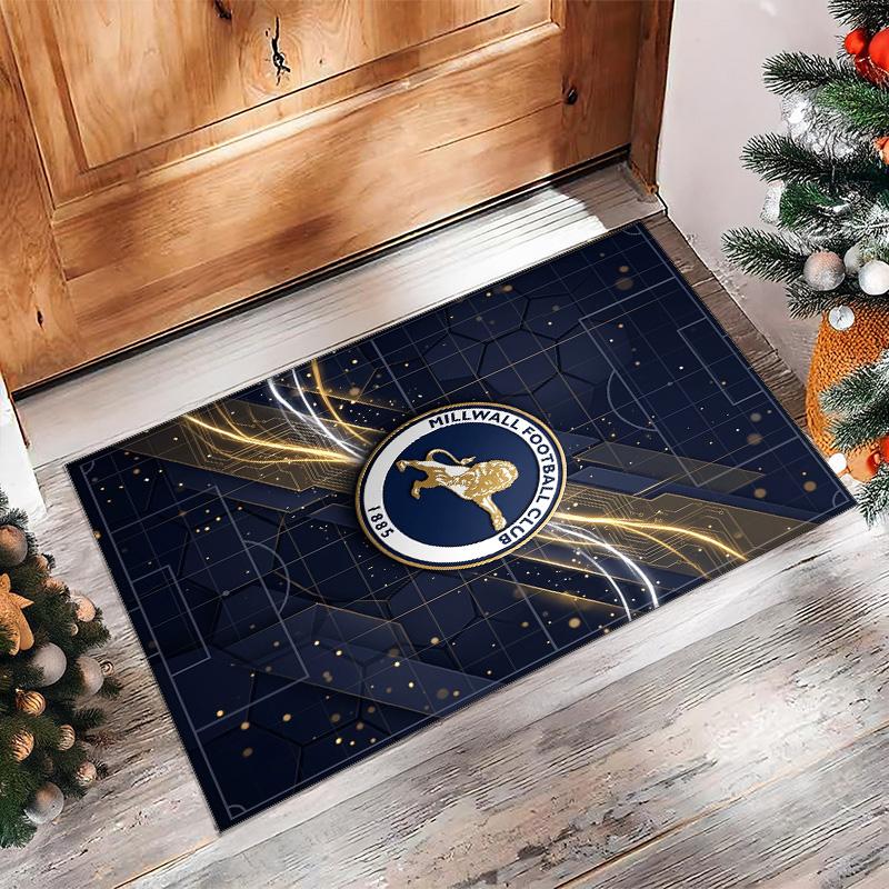 Millwall Football Print Crystal Velvet Rug, Comfortable Water Absorbent Non Slip Indoor Floor Carpet