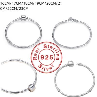 Pulseira de Charme Original de Joia Fina Artesanal de Luxo Prata 925 Pulseiras de Osso de Cobra Macias e Lisas para Mulheres