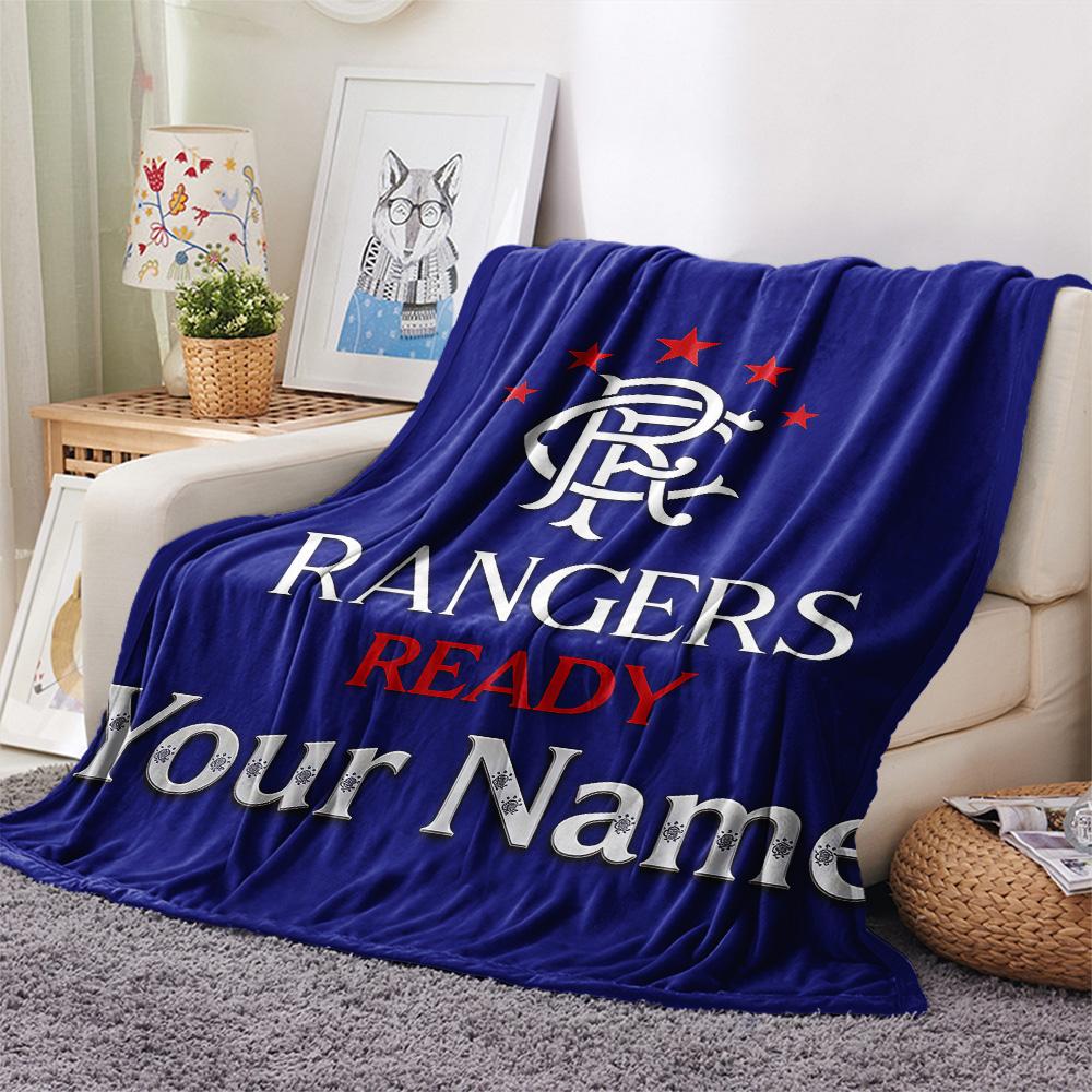 1PC Custom Name Rangers F.C Patterned Flannel Blanket Suitable For All Seasons for Home Decor Warmth and Comfort Gifts Holiday Present -HE182