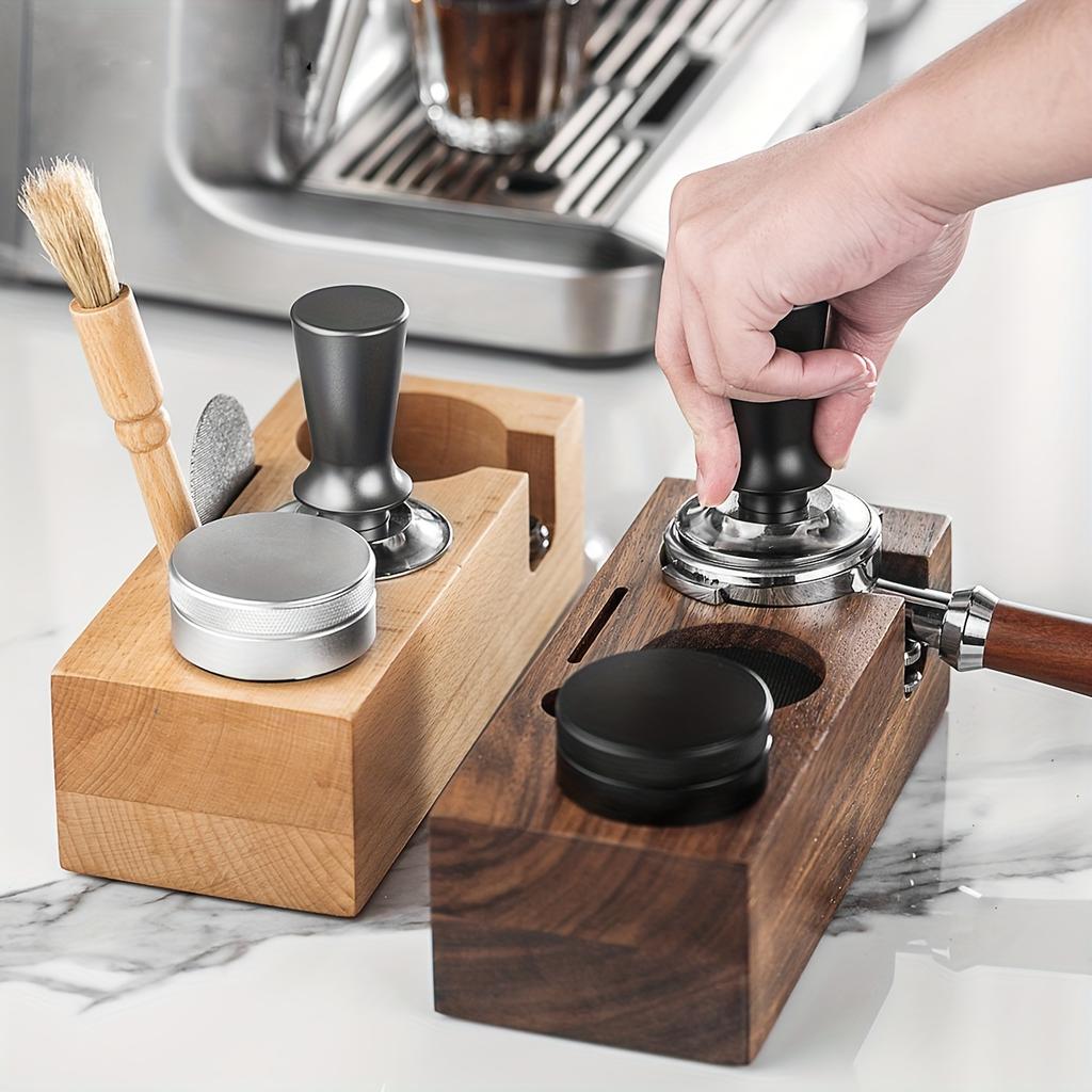Elegante Holz-Espresso-Tamper-Station Passend für 51/58mm Vintage-Wohnkultur Anti-Rutsch-Kaffeebar-Zubehör