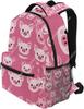 Zaino per Laptop con Faccina di Maialino Rosa a Cartoni Animati, Borsa a Spalla Scolastica per Ragazze, Animale Resistente all'Acqua, per College, Viaggio, Computer Portatili Co