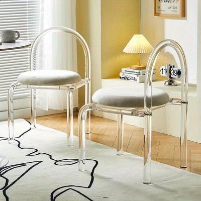 Light Luxury Acrylic Transparent Nordic Leisure Backrest Dining Chair Bedroom Internet Celebrity Makeup Stool Crystal