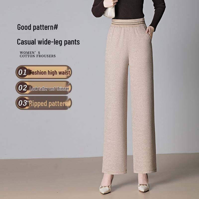 Mom's 2025 Autumn High-Waisted Elastic Wool Pants for Women - Middle-Aged & Elderly