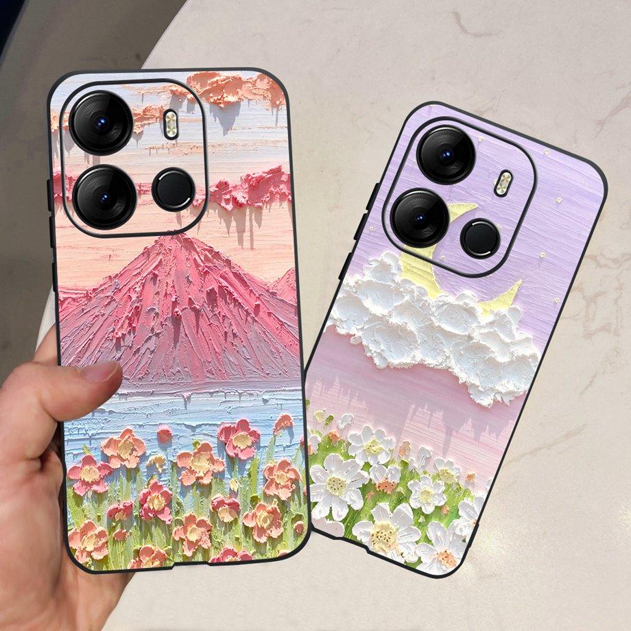 For Tecno Spark GO 2023 BF7n Phone Case Tecno Pop 7 Pro BF7 Pop7 Back Cover Matte Soft Silicone Coque Fundas Oil Flower Heart