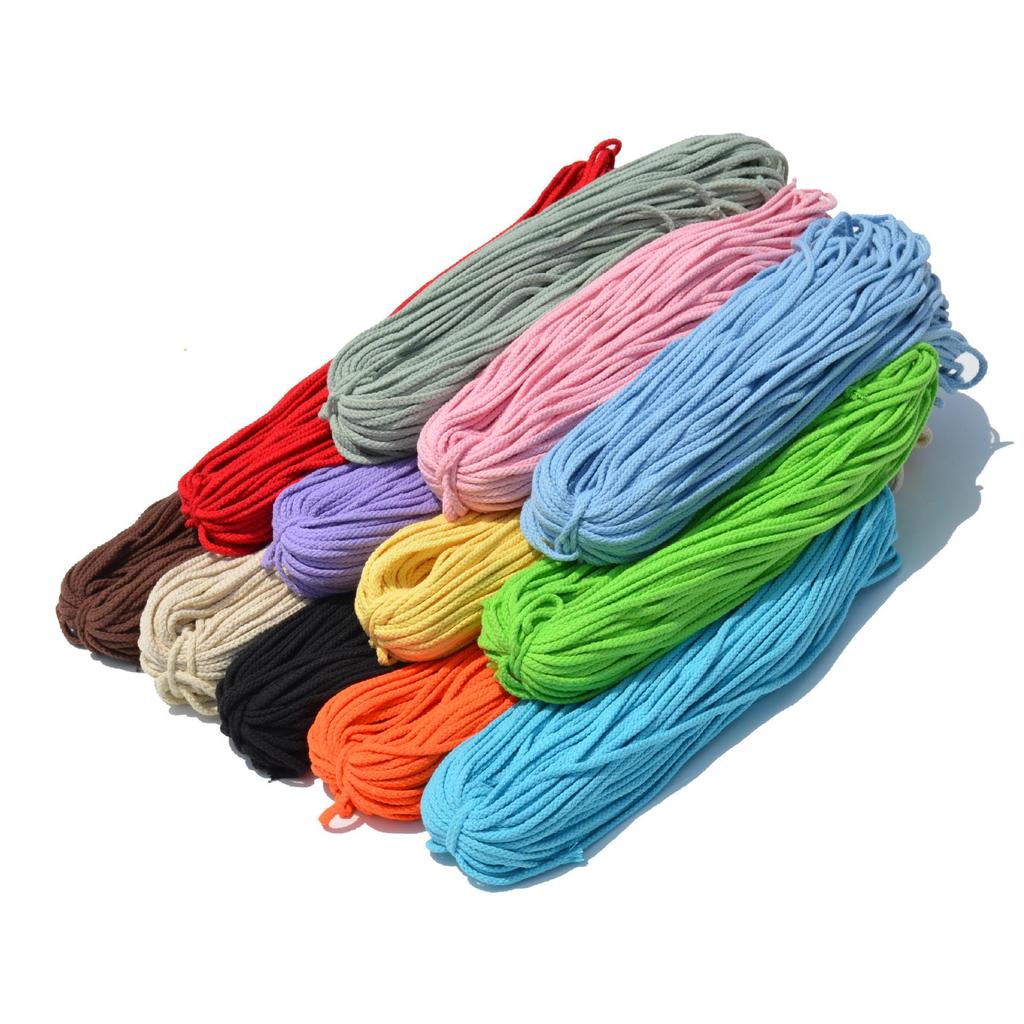 5mm Eight-Strand Hollow Cotton Rope for Handmade Weaving, Thick Drawstring Closure, Colored Pull Rope