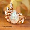 Luxury Female Big Water Drop Opal Stone Engagement Leaf Ring Vintage Gold Color Wedding Fashion Jewelry For Women