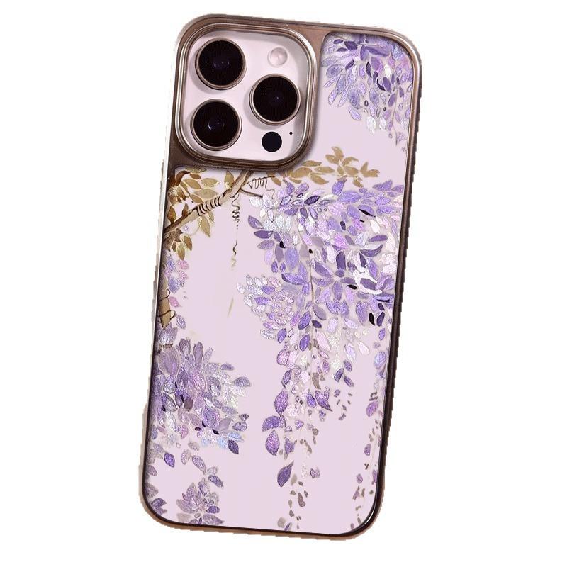 Ins Purple Petals for Apple iPhone17 Pro Mobile Phone Case 16 Electroplating 15 Matte PC14 Premium 13 Hard