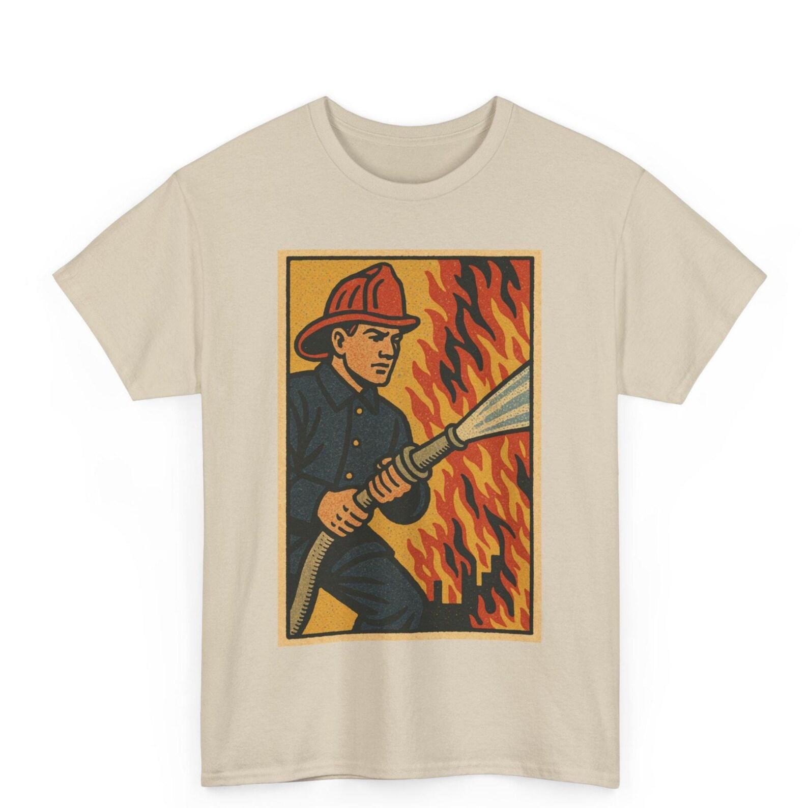 Firefighter Comic T-Shirt: Retro Hero Graphic Tee 2XL