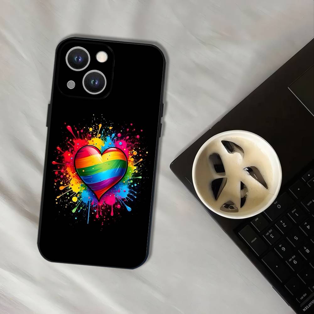 L-Lesbian LGBT Rainbow Pride Phone Case For iPhone 17,16,15,14,13,12,11,Pro,XS,Max,XR,Plus,E,SE4,Mini Black Soft Cover