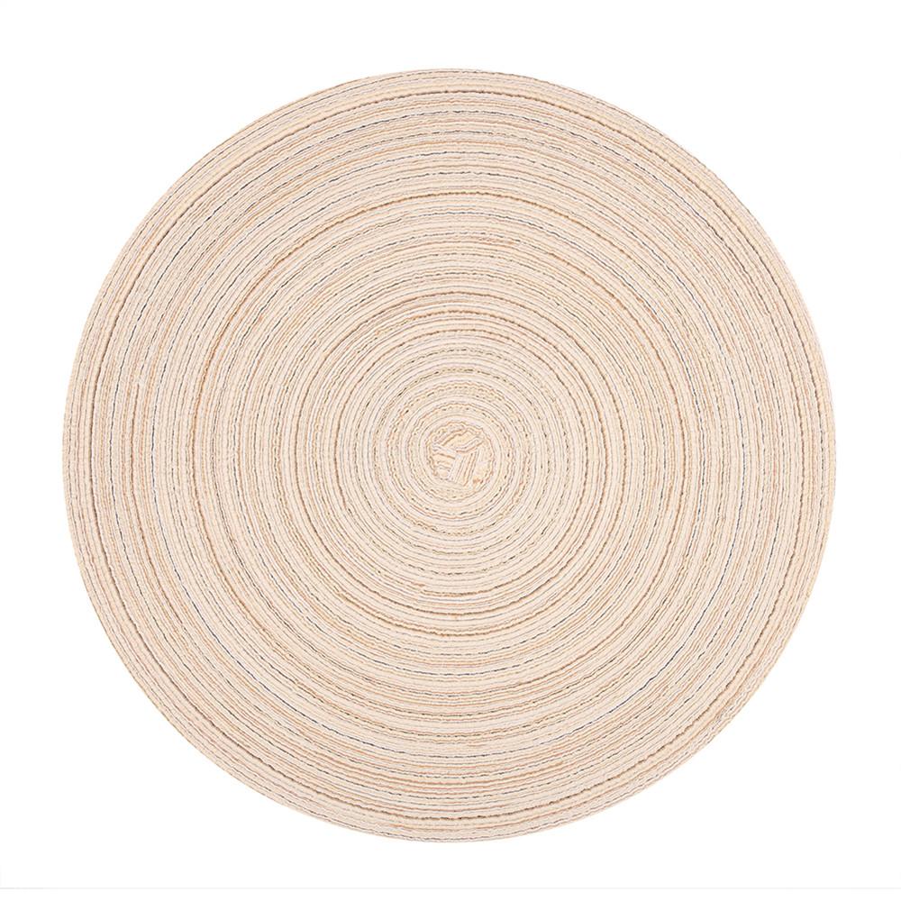 6PCS Braided Beige Round Place Mats for Kitchen Dining Table Runner Heat Insulation Non-Slip Washable Placemats Christmas Dinner