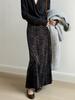 Vintage Leopard Velvet Half-Skirt Women Autumn High Waist Slim Fit Bodycon A-Line Long Dress