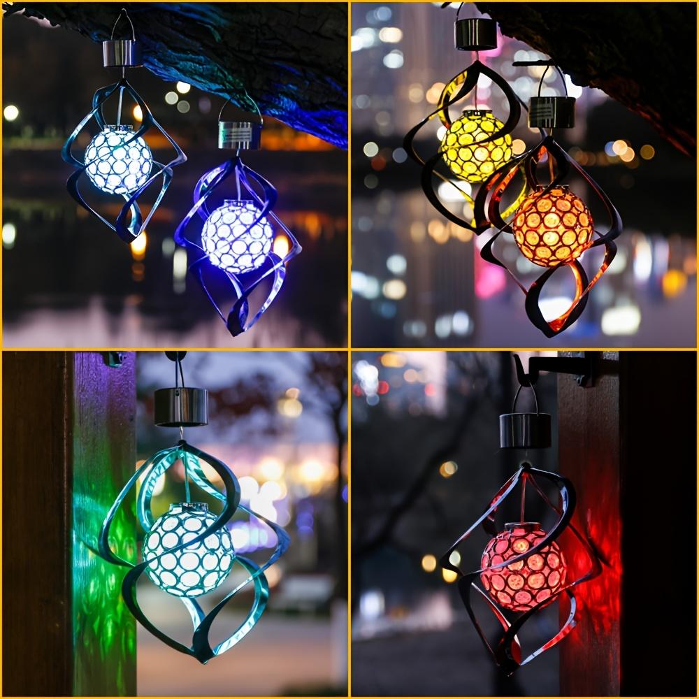 1 pz Campanella a Vento Solare a LED da Esterno Luce Pendente Gradiente RGB con Campanella a Vento Solare Argentata e Luce Decorativa a 7 Colori