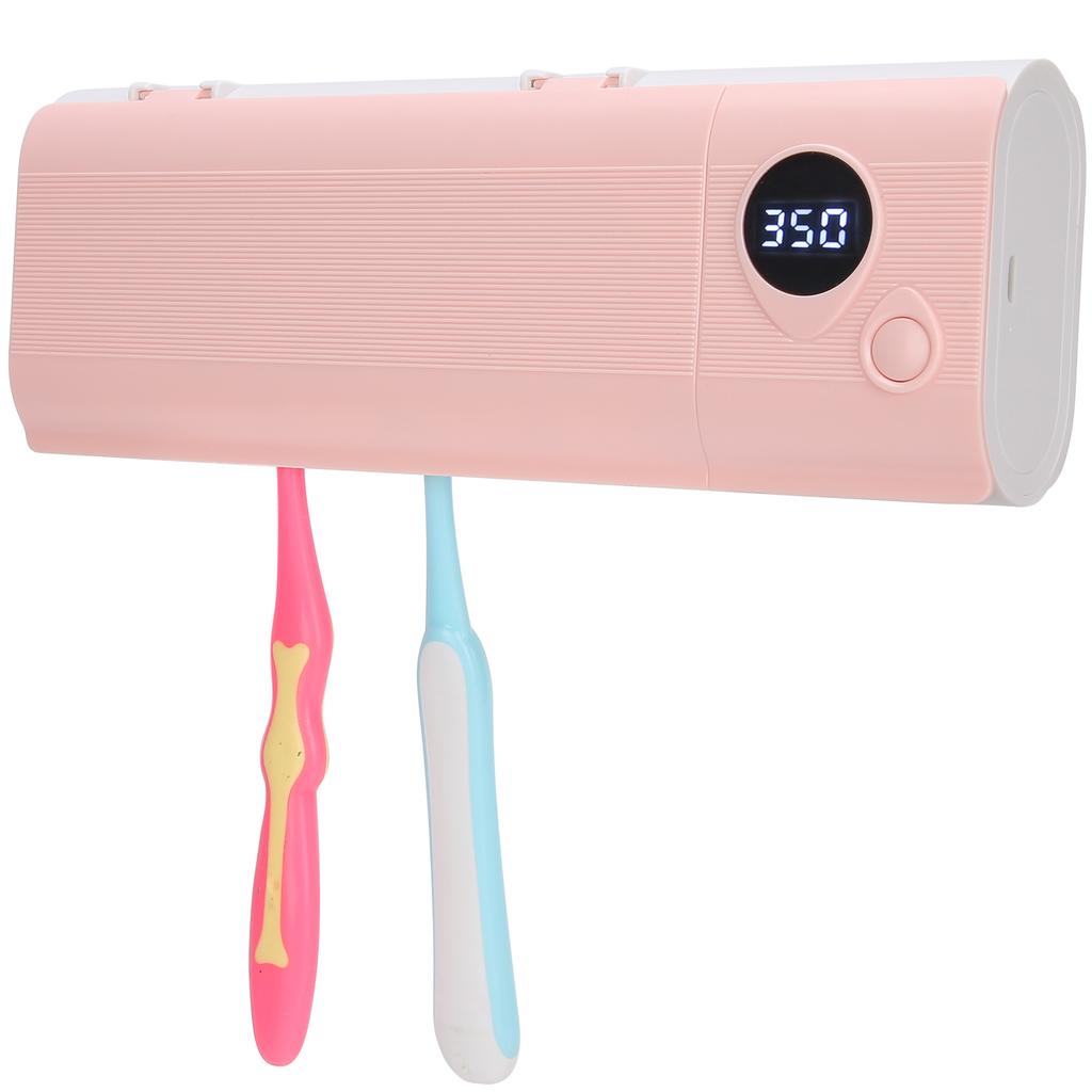 UVC Toothbrush Holder Wall Mounted Rack UV Light Cleaning Toothbrush Container OrganizerPink