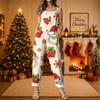 Damen Casual Retro Lockere Passform Bedruckter Baumwoll-Leinen Latzhose für den Alltag