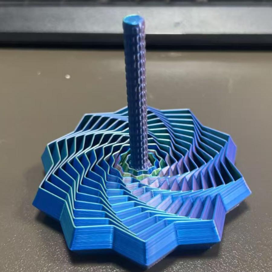 Decagonal Carrot Tower Fidget Spinner with Handle for Stress Relief - Children's Toy