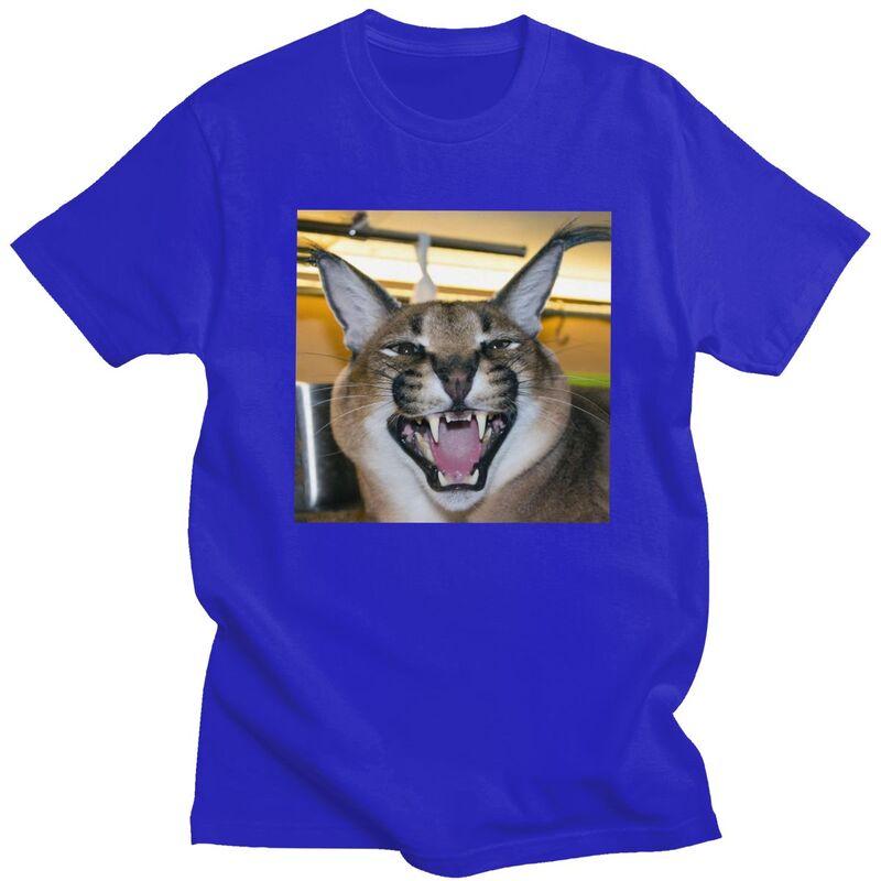 Custom Big Floppa Caracal Cat Funny Meme T Shirt Men ShortSleeve Tshirt Casual Tee Tops Pure Cotton Slim Fit Tshirts Merch
