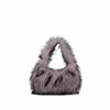  Autumn Winter New Faux Raccoon Fur Fluffy Handbag Women's Fashion Shoulder Bag Clutch Small Square Bag Soft Comfortable Versatile