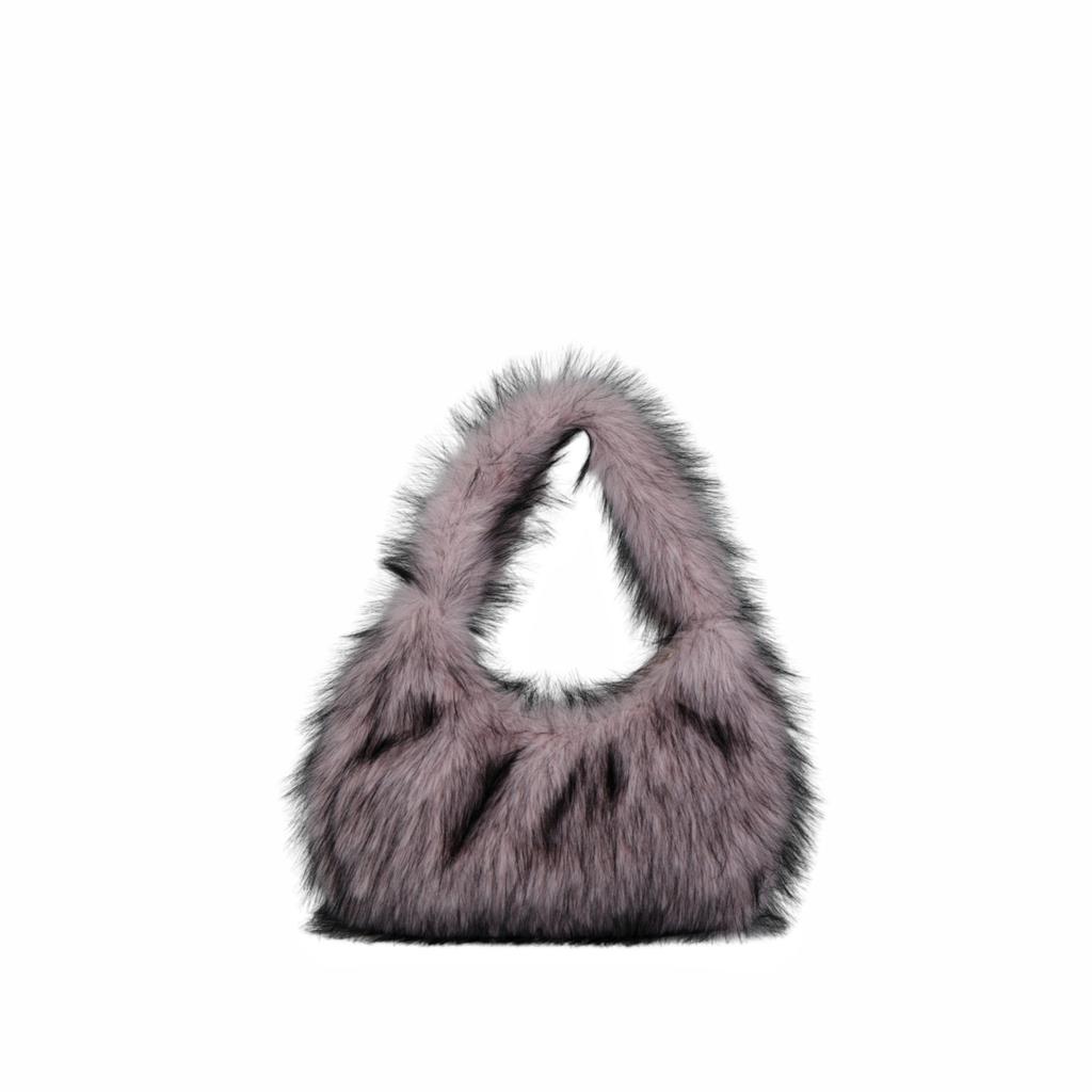 Autumn Winter New Faux Raccoon Fur Fluffy Handbag Women's Fashion Shoulder Bag Clutch Small Square Bag Soft Comfortable Versatile