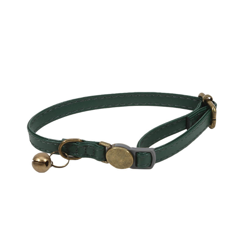 Vintage Cat Collar Breakaway Personalized Adjustable Leather Pet Collar with Bells and Quick Release Buckle