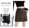 High-Waisted PU Leather A-Line Skirt for Women - Autumn 2024 College Style Mini Skirt