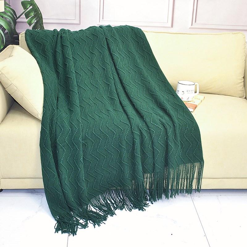 Nordic Solid Color Knitted Throw Blanket - Soft, Luxury Tassel Design for Baby, Home, Office, or Nap.