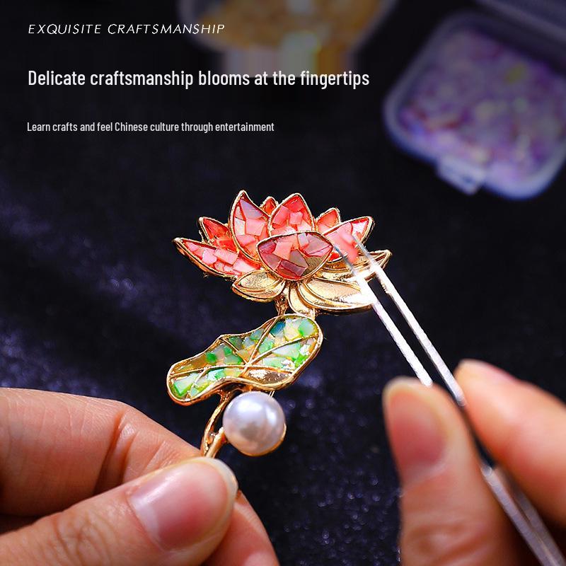 Mother-of-Pearl Hairpin Craft Kit: Brooch & Hairpin Shell Fragments - Perfect Mother’s Day Gift