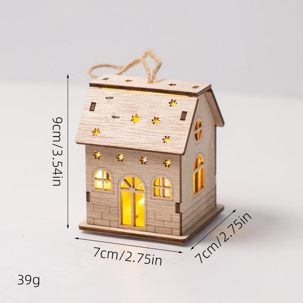 Christmas Luminous Wooden Cabin Ornament - Small House Tree Decoration