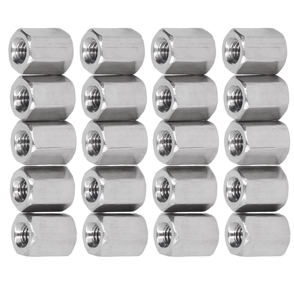 20PCS Hex Coupling Nut Stainless Steel Rustproof M4 X 0.7 8 L10mm 6 Sides Connector Nuts for Installation
