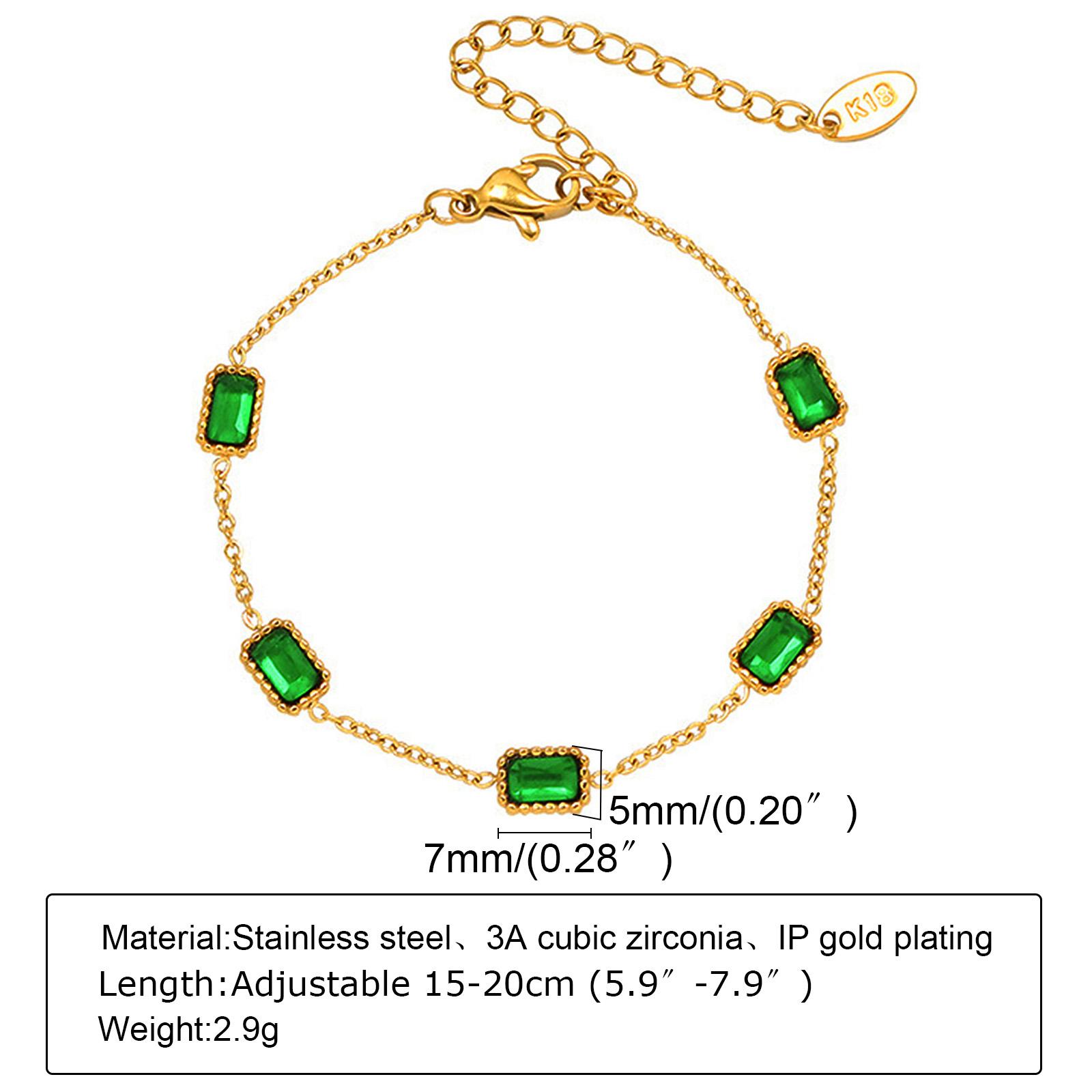 Green Cubic Zirconia Necklace for Women, CZ Stone Charm Neck Jewelry