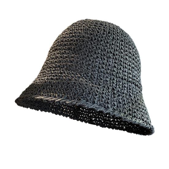 Pălărie de soare pentru femei, culoare solidă, rezistentă la UV, pălărie de pescar, respirabilă, împletită, pliabilă, pălărie de paie, în aer liber, pentru umbrire solară