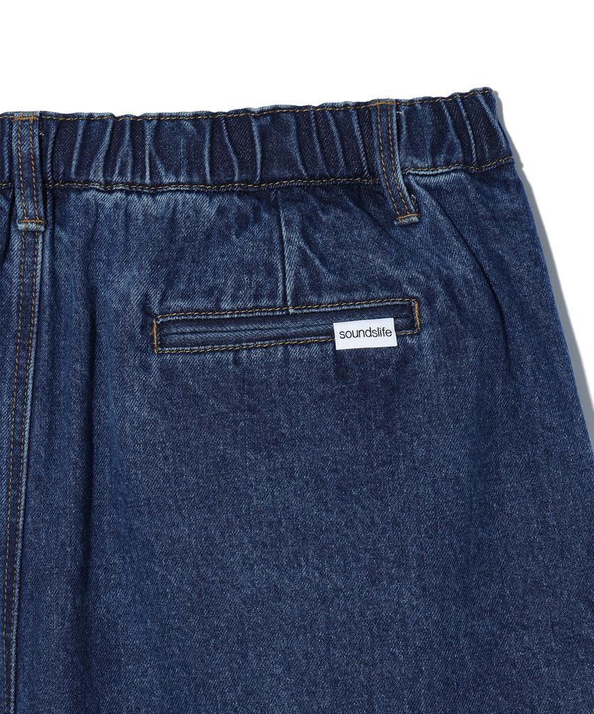 SOUNDSLIFE Two Tuck Denim Shorts Medium Indigo