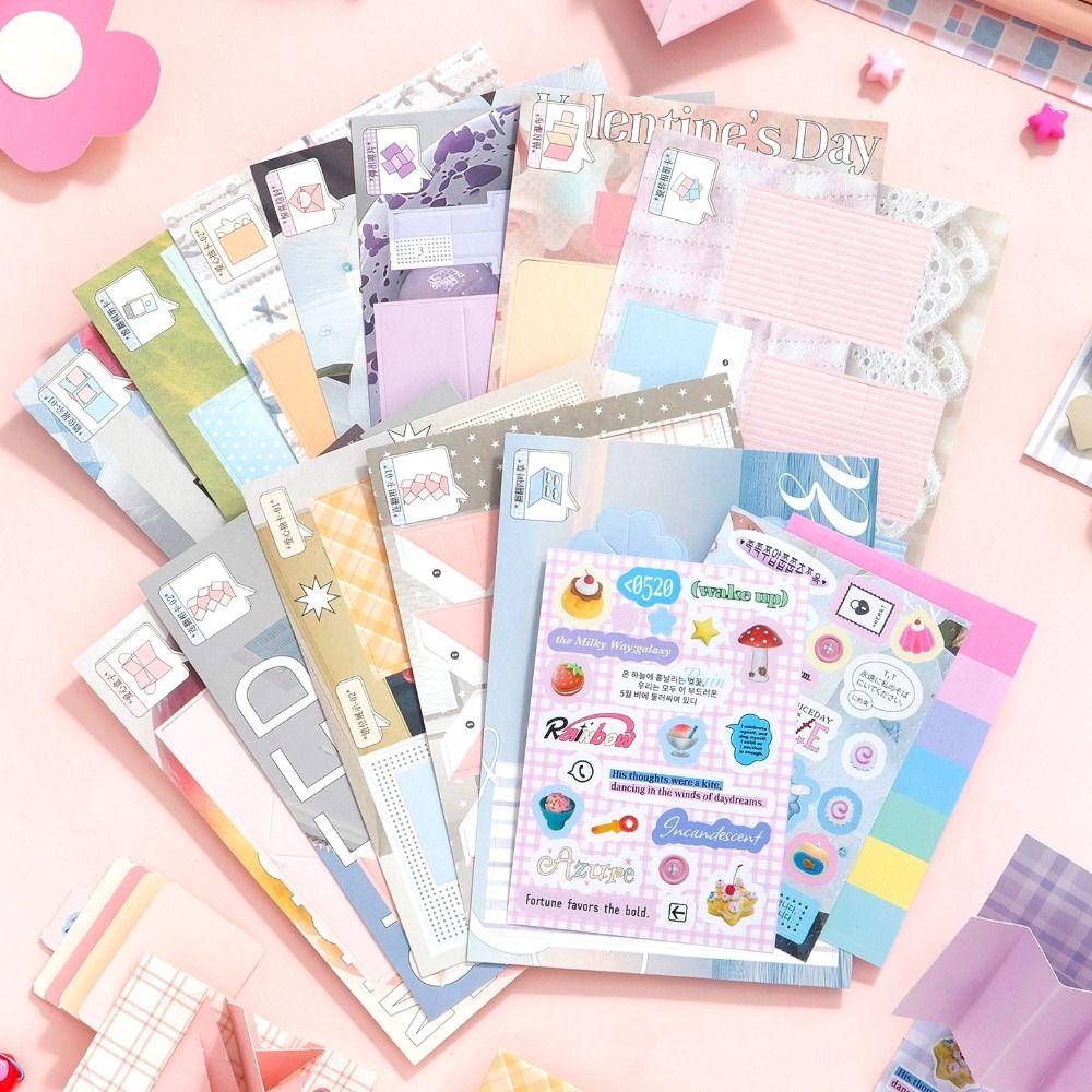 12pcs Journal GO Little Mechanism Material Pack No Cutting Memo Pads  Scrapbooking Decoration