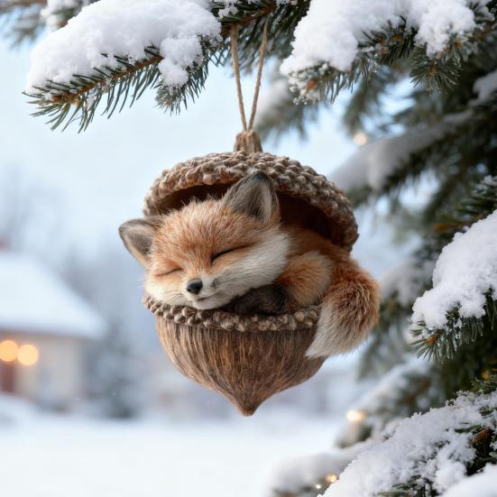 Waldtier Eichel Tier Weihnachtsschmuck Schmuck Gemütliche Kiefernzapfen 2D Acryl Waldkreatur